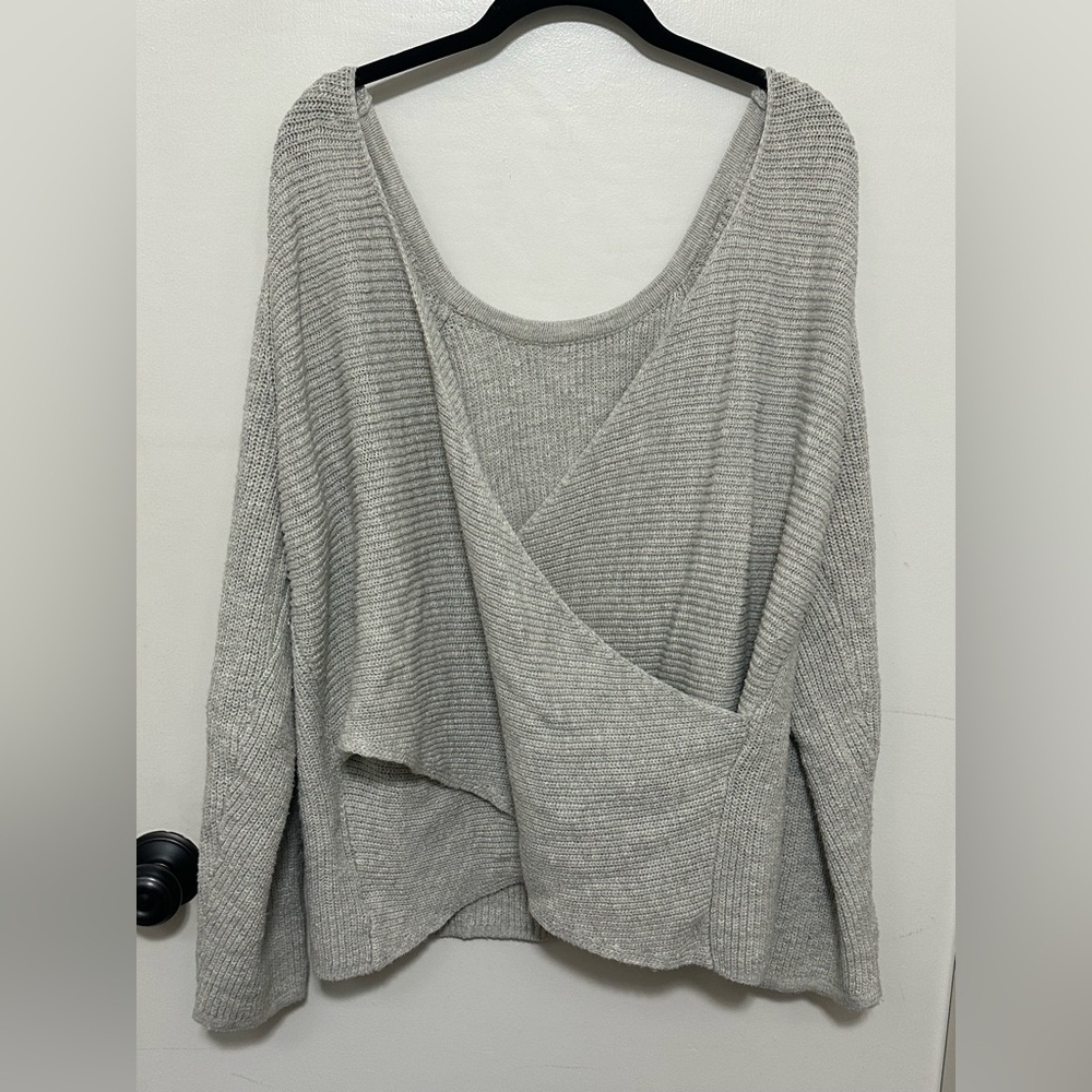 Soft Aerie Sweater with Crisscross Back - Gray - Picture 6 of 9